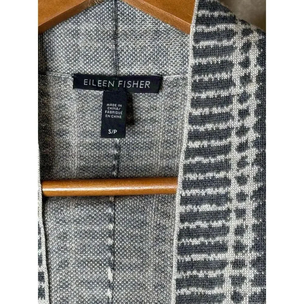 Eileen‎ Fisher Women's Merino Blend Size S/P Gray Open Front Cardigan Sweater